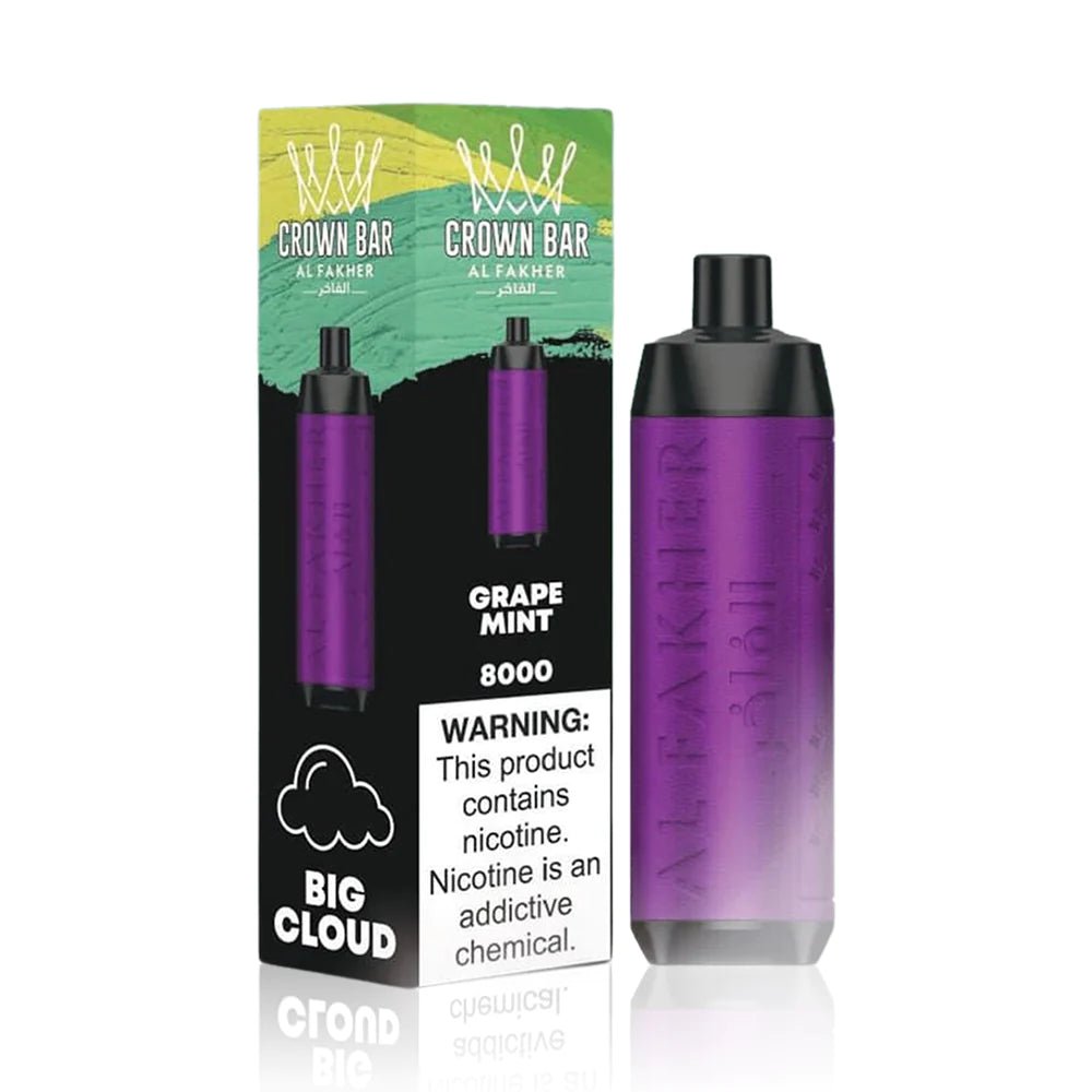 Al Fakher Crown Bar 8000 Disposable Vape Grape Mint - Hookah Lounges