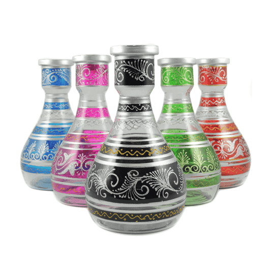 Syrian Hand - Painted Leaf Design Hookah Vase Blue - Hookah Lounges