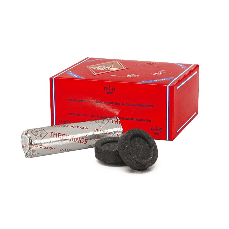 Three Kings Quick Light Hookah Charcoal 33mm Box 100pcs - Hookah Lounges